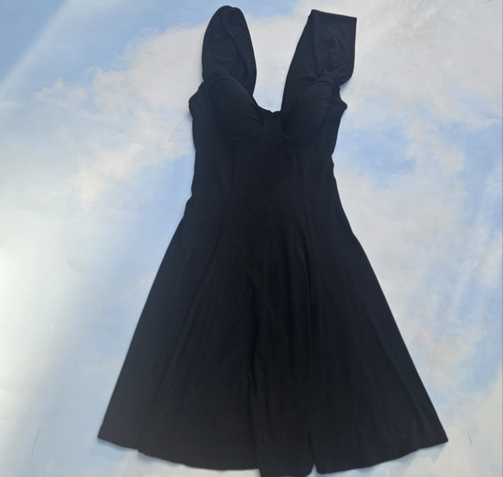 Black Swing Dress Peep Dress 50s Pinup  Swing Dress Rockabilly Retro Dress - Picture 2 of 13